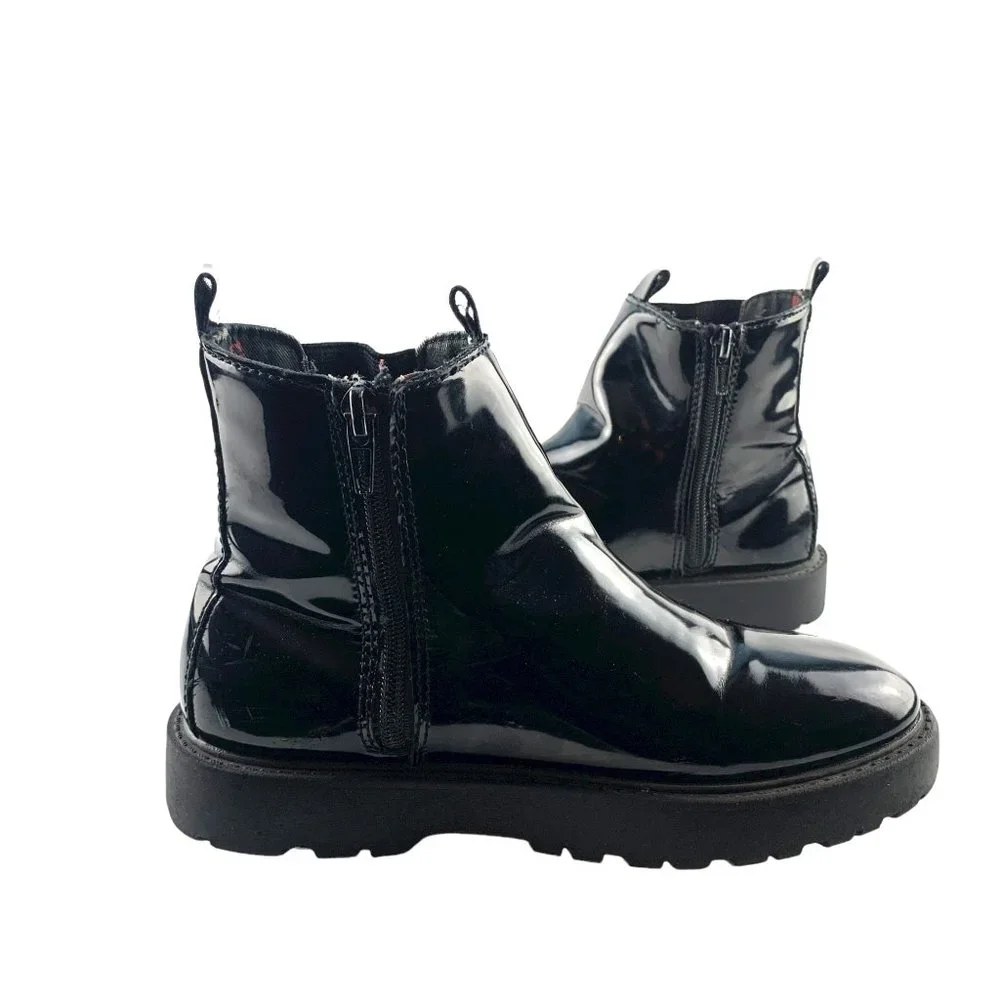 ZARA‎ X DISNEY Faux Patent Leather Zip Rain Boots